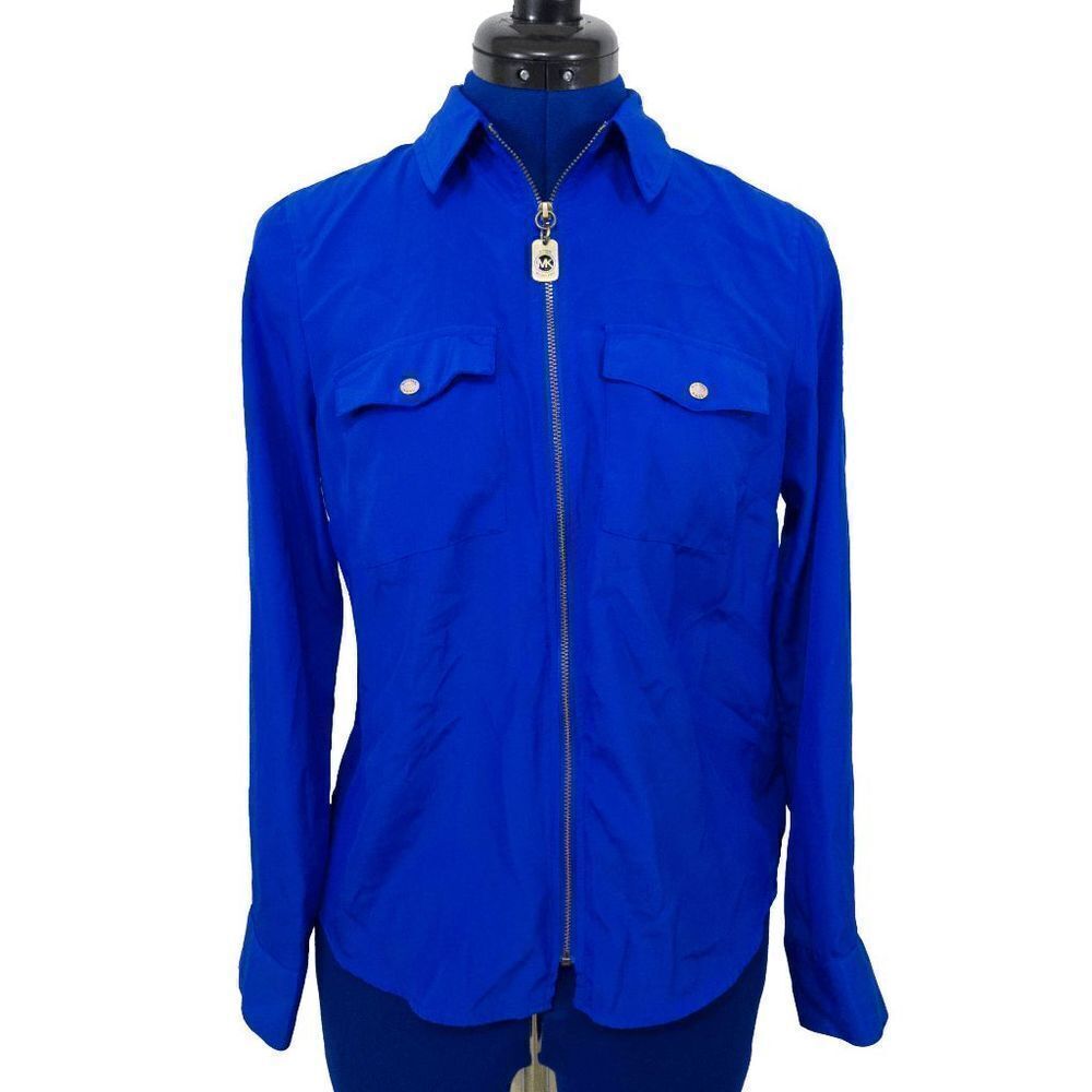 Michael by Micheal Kors Blue Zippered Blouse Size S